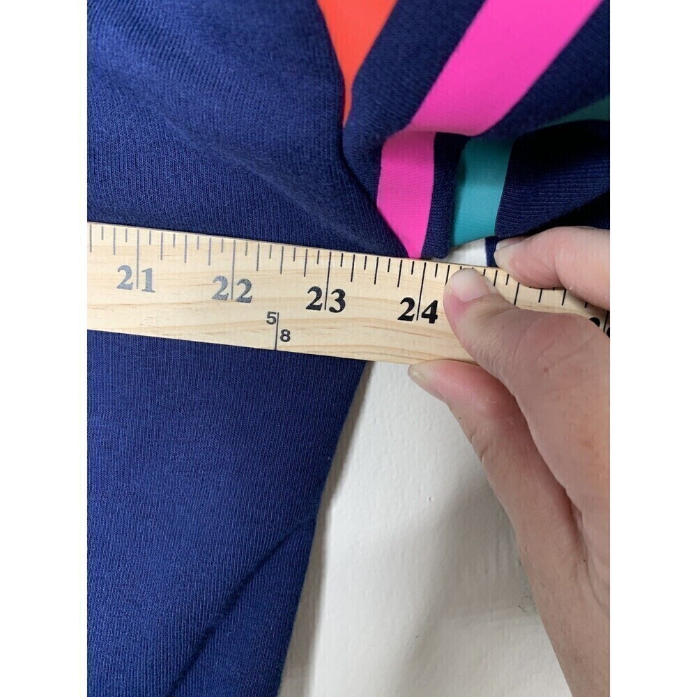 Lands End Serious Sweats Sweatshirt 90's Striped Womens Sz L 14/16 Retro Blue - Picture 7 of 9